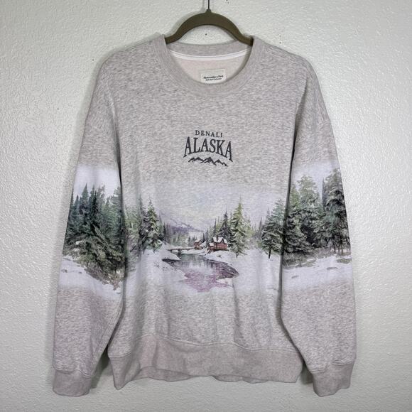 Abercrombie & Fitch Sweatshirt Womens Small Denali Alaska Scenic Sunday Crew - Picture 1 of 10